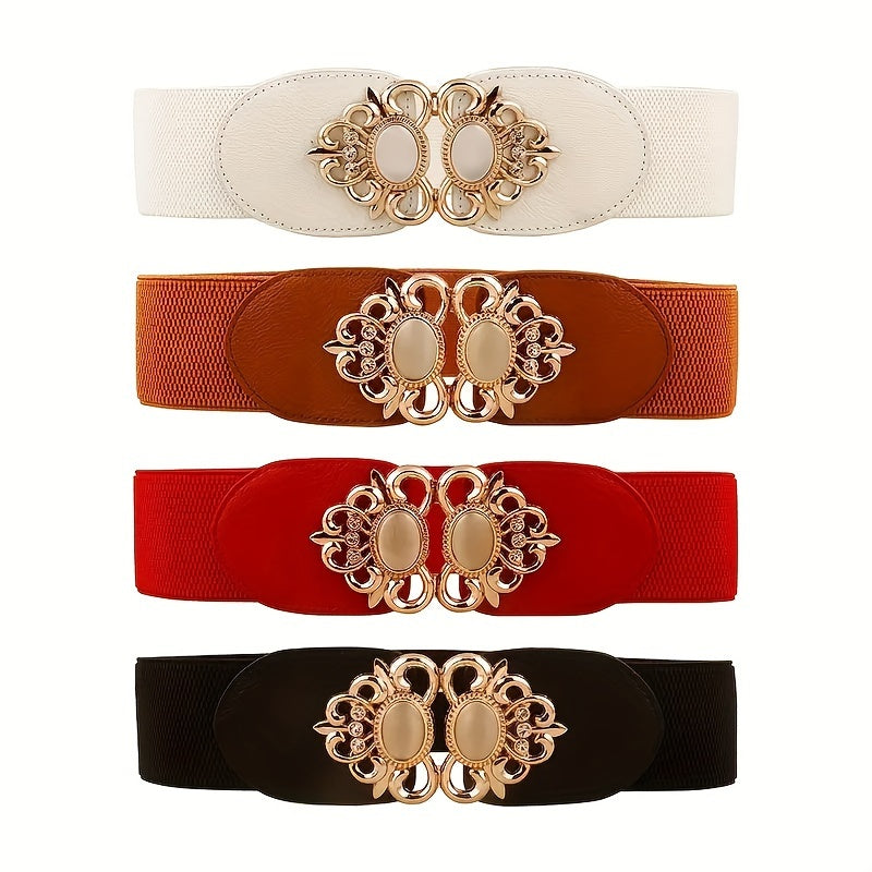 Opal Inlaid Buckle Elastic Belt