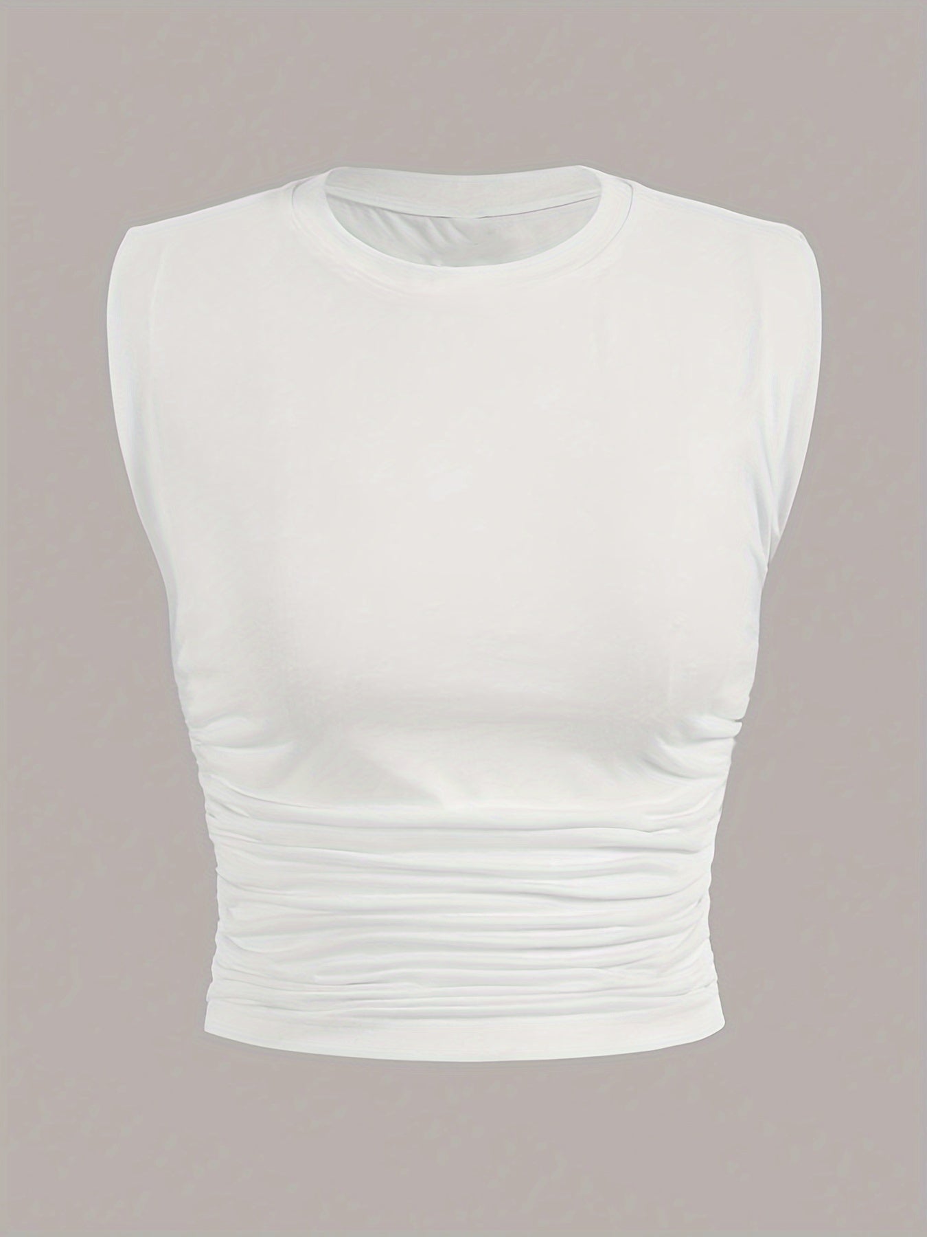 2 Packs Plus Size Solid Ruched Tank Tops, Casual Crew Neck Sleeveless Top For Spring & Summer, Women's Plus Size Clothing
