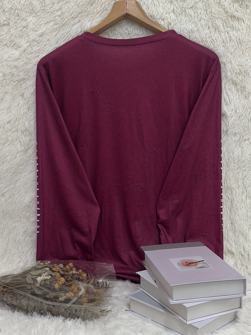 Plus Size Football Print Crew Neck T-shirt, Casual Long Sleeve Top For Spring & Fall, Women's Plus Size Clothing