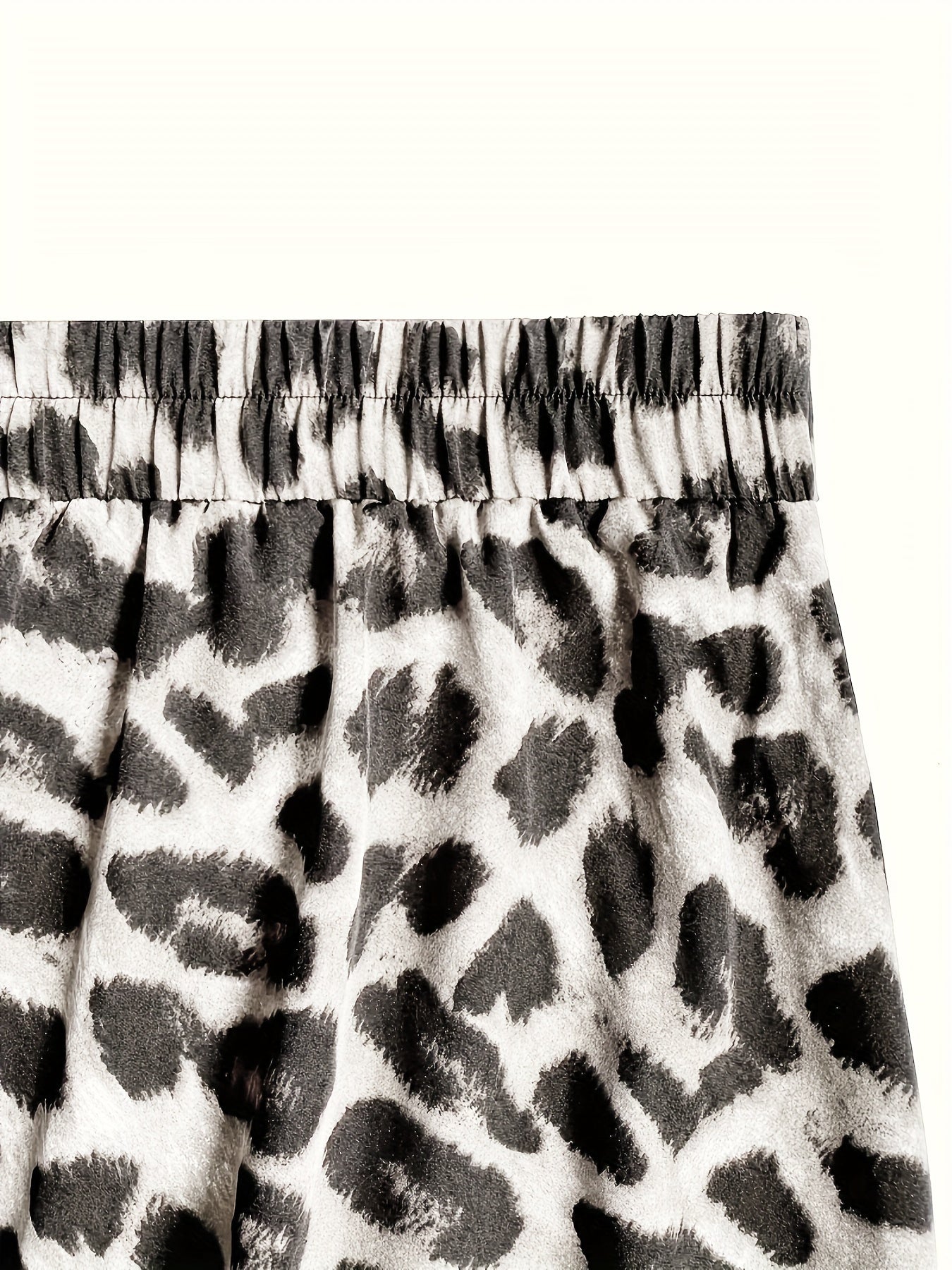 Plus Size Leopard Print Knot Skirt, Casual Elastic Waist Skirt For Spring & Summer, Women's Plus Size Clothing