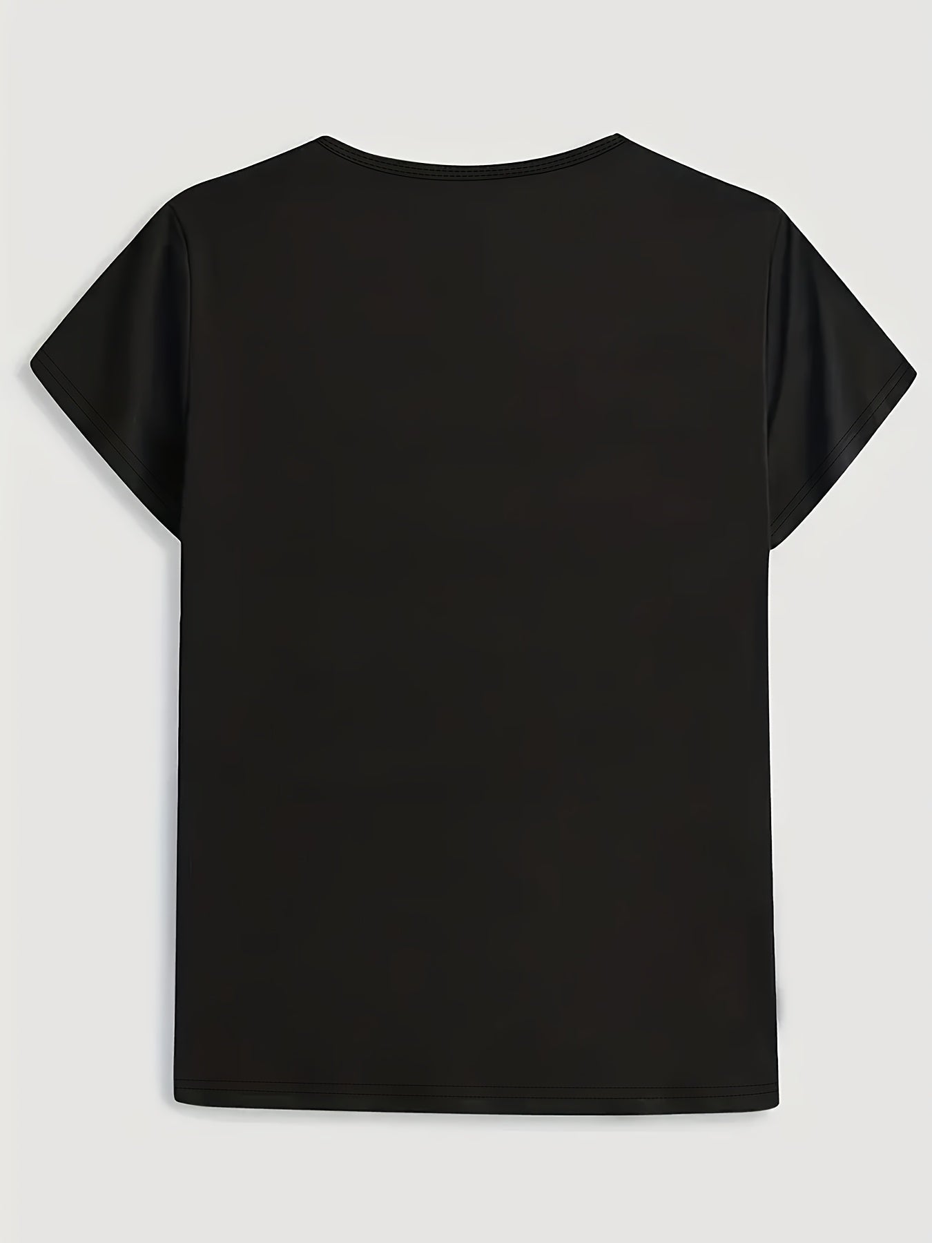Plus Size Letter Print T-Shirt, Casual Short Sleeve Top For Spring & Summer, Women's Plus Size Clothing