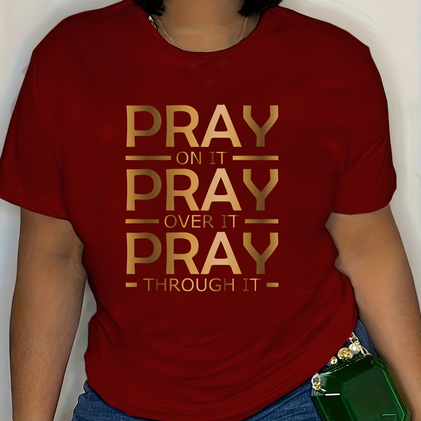 Plus Size Letter Print T-Shirt, Casual Crew Neck Short Sleeve T-Shirt, Women's Plus Size Clothing