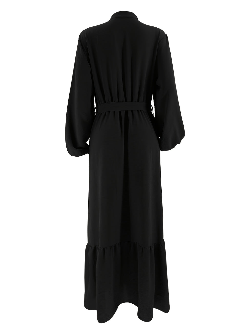 Modest Elegance, Elegant Solid Color Maxi Dress for Women - Casual Long Sleeve with Button Detail, Non-Stretch Polyester Blend, Machine Washable - Perfect for All Seasons