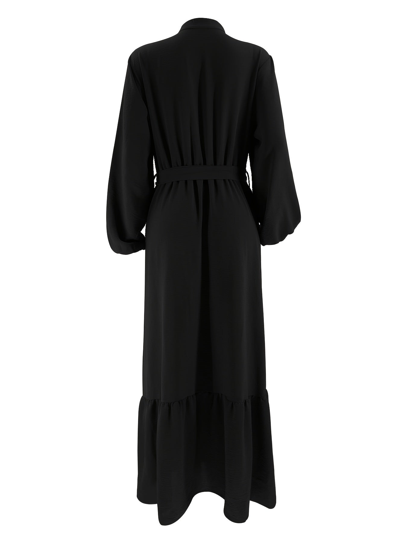 Modest Elegance, Elegant Solid Color Maxi Dress for Women - Casual Long Sleeve with Button Detail, Non-Stretch Polyester Blend, Machine Washable - Perfect for All Seasons
