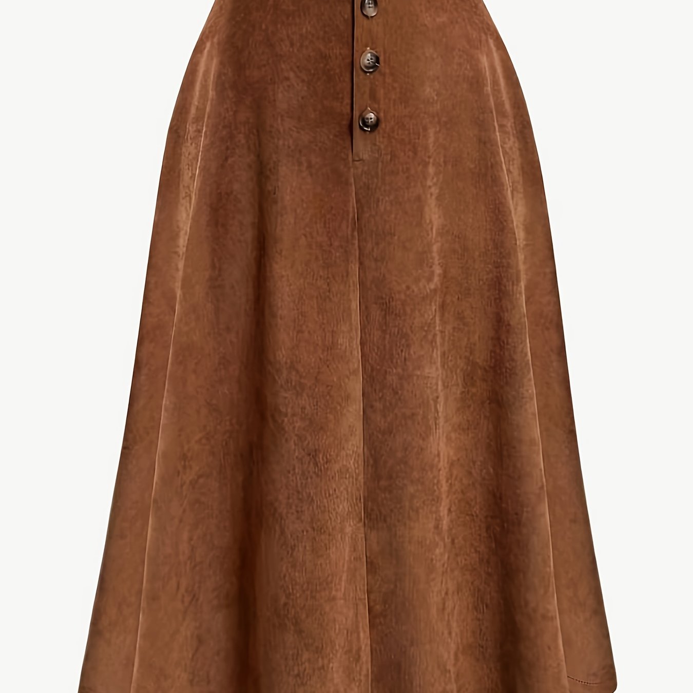 Plus Size Solid Button Front Skirt, Casual Corduroy Skirt For Spring & Fall, Women's Plus Size Clothing