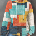 Plus Size Geo Print Hoodie - Stylish Casual Wear with Kangaroo Pocket, Drawstring, Long Sleeve, and Hooded Design - Soft, Cozy, and Versatile Women's Plus Size Clothing for Everyday Wear
