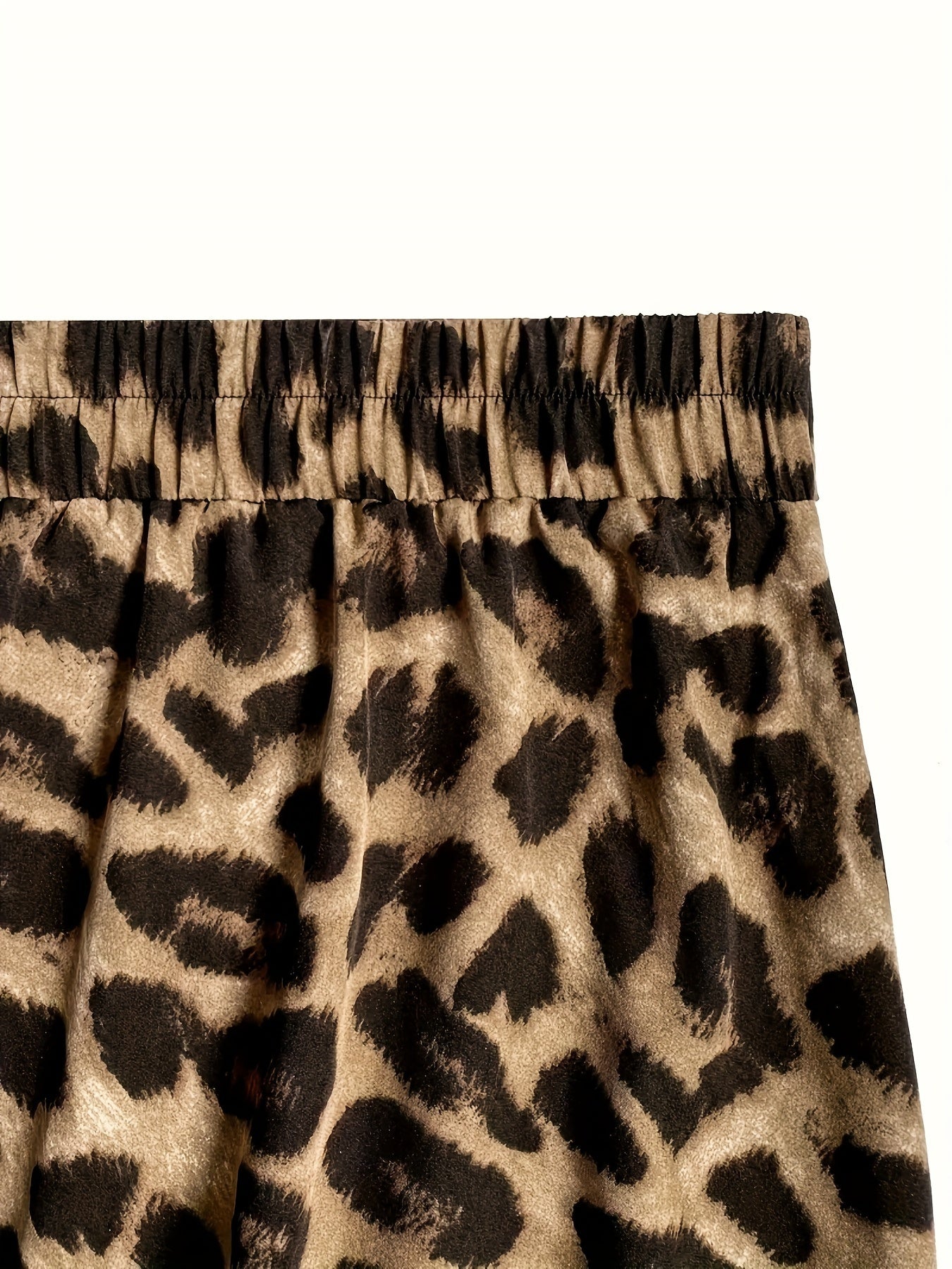 Plus Size Leopard Print Knot Skirt, Casual Elastic Waist Skirt For Spring & Summer, Women's Plus Size Clothing