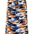 Plus Size Camo Print Skirt, Casual Drawstring Waist Skirt For Spring & Summer, Women's Plus Size Clothing