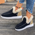 Women'S  Cozy Plush Slip-On Snow Boots with Soft Rubber Sole - Lightweight Warm Winter Boots with Cushioned Insole, Round Toe & Arch Support, Casual Outdoor Shoes for Cold Weather, Black & Brown (Canvas Lining) - Ide