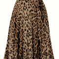 Plus Size Leopard Print Knot Skirt, Casual Elastic Waist Skirt For Spring & Summer, Women's Plus Size Clothing