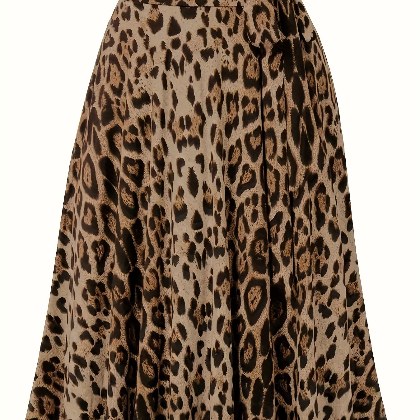 Plus Size Leopard Print Knot Skirt, Casual Elastic Waist Skirt For Spring & Summer, Women's Plus Size Clothing