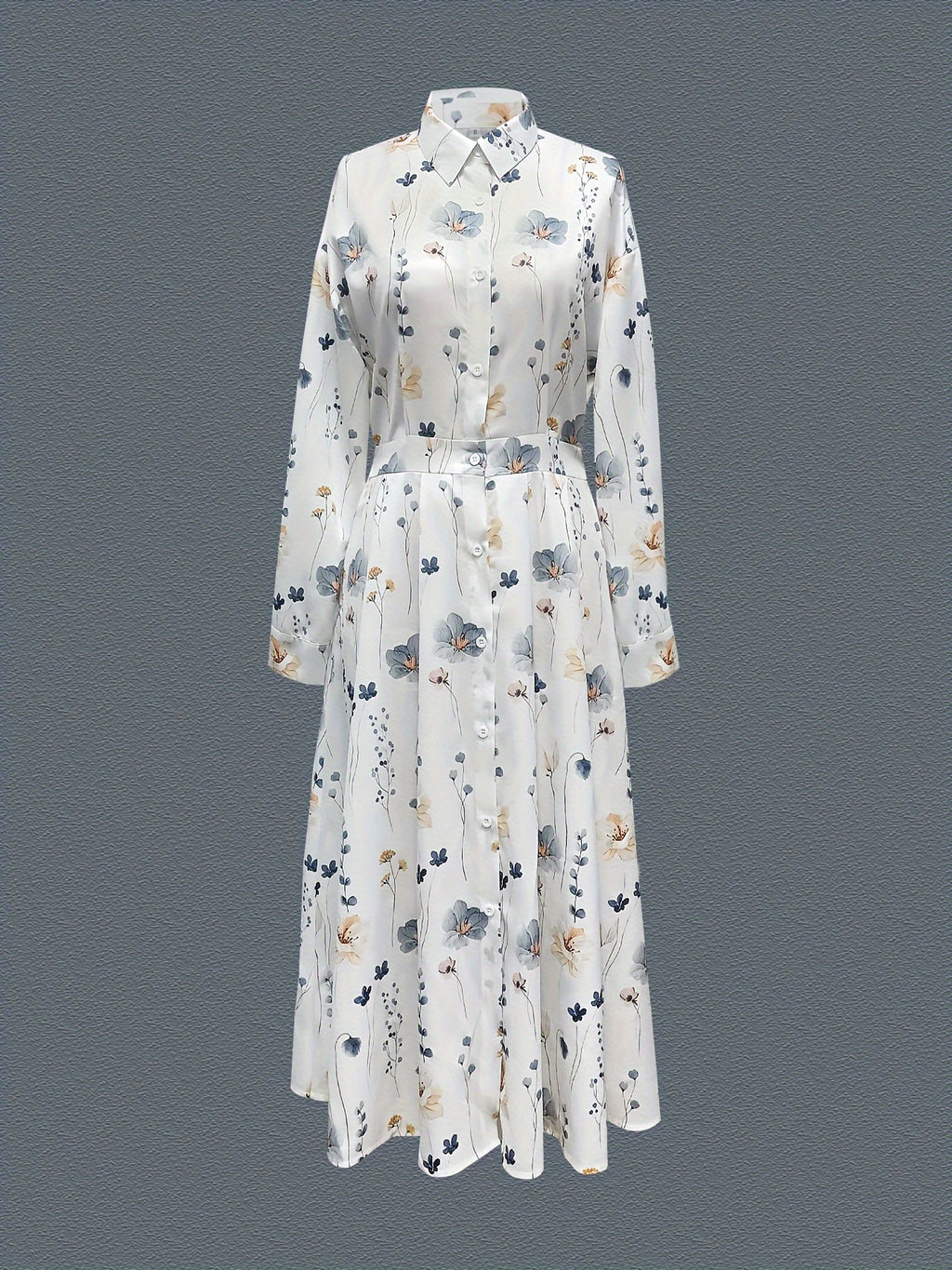 Leopard Print Maxi Dress, Casual Button Front Long Sleeve Dress, Women's Clothing