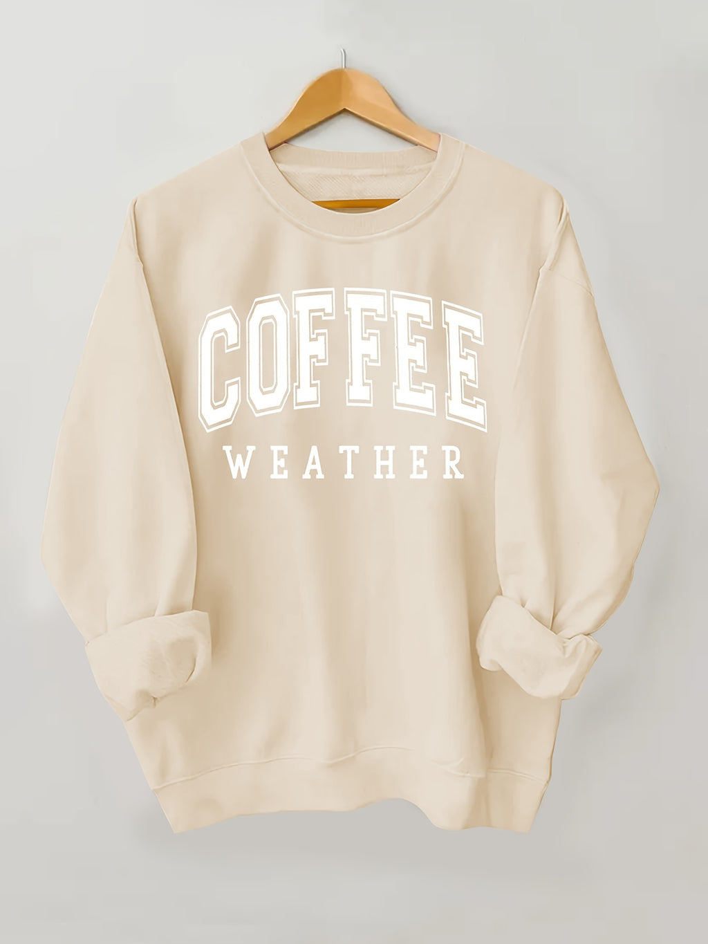 Plus Size Coffee Print Sweatshirt, Casual Long Sleeve Crew Neck Pullover Sweatshirt, Women's Plus Size Clothing