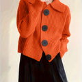 Plus Size Solid Color Button Front Knitted Cardigan, Stylish Casual Long Sleeve Cardigan For Fall & Winter, Women's Plus Size Clothing