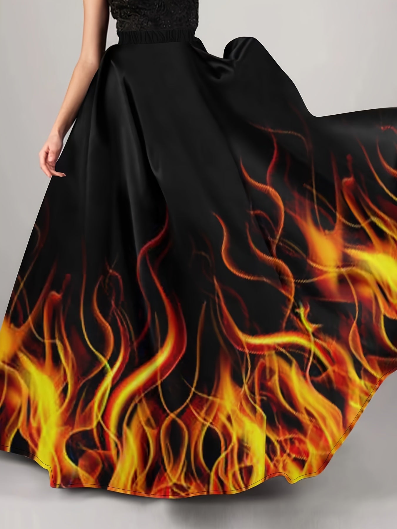 Plus Size Graphic Print Skirt, Casual Skirt For Spring & Summer, Women's Plus Size Clothing