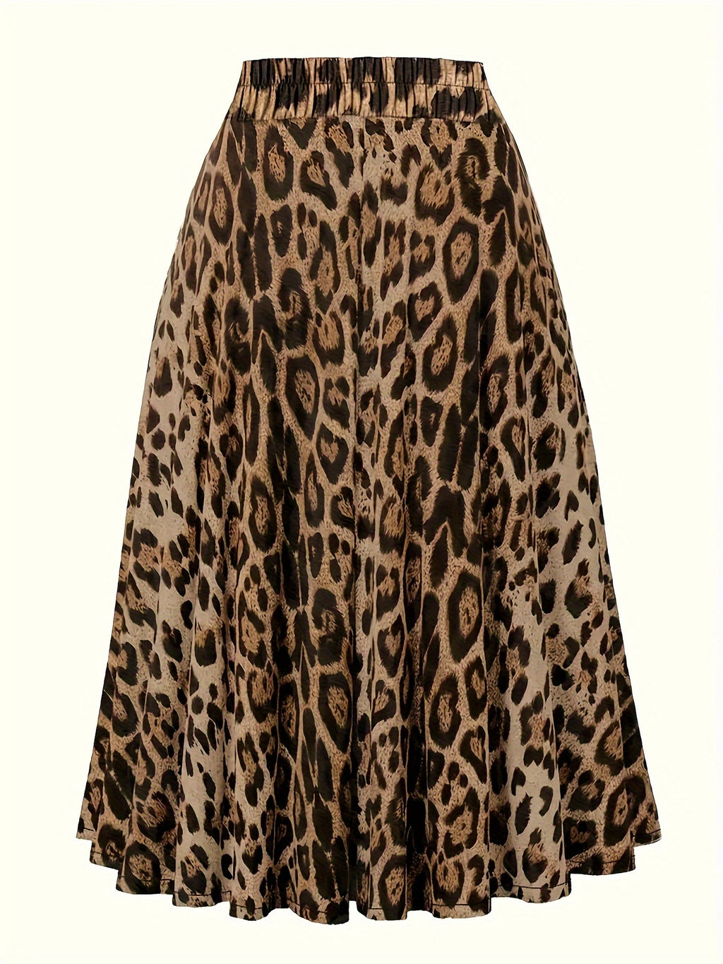 Plus Size Leopard Print Knot Skirt, Casual Elastic Waist Skirt For Spring & Summer, Women's Plus Size Clothing