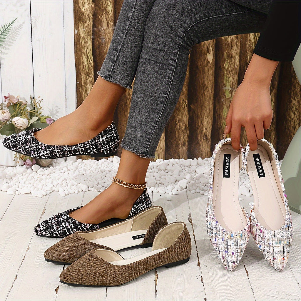Fashion Women's Slip-On Flat Shoes, Comfortable Lightweight Side Open Casual Elegant Pointed Toe Pumps, Pointed Toe Shoes for Women, Flat Shoes for Women Comfortable, Fancy Ladies Shoes, Wide Toe Box Shoes Women, Fashion Slip
