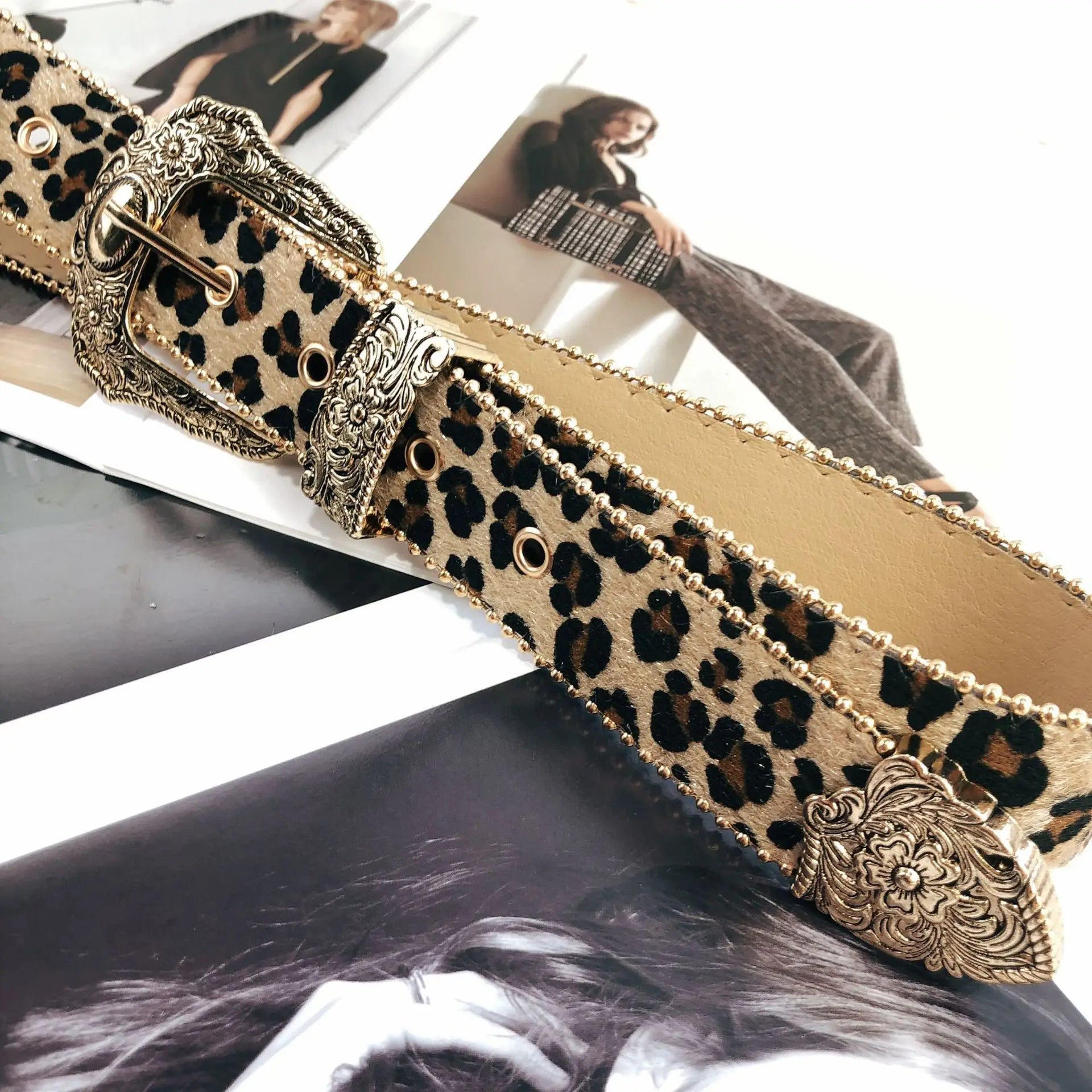 Sub Culture High Grade Retro PU Belt Vintage Style Leopard Print Belt Factory Direct Sales Belt for Women
