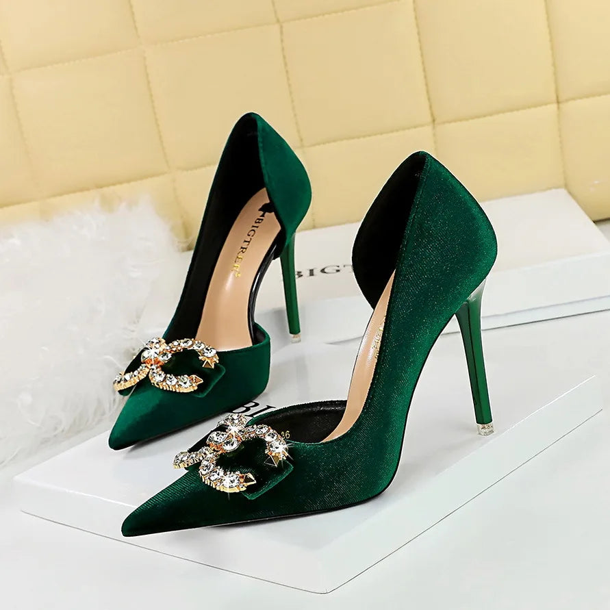 Rhinestone Pearl Bow Heeled Sandals