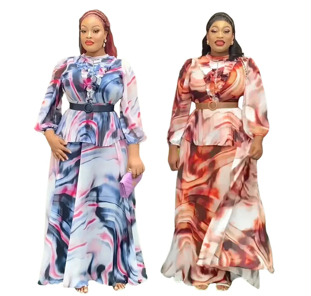 2025 African Dresses for Women Spring Long Sleeve Fashion Sequins Maxi Dress Africa Clothing Straight Evening Fit Dresses