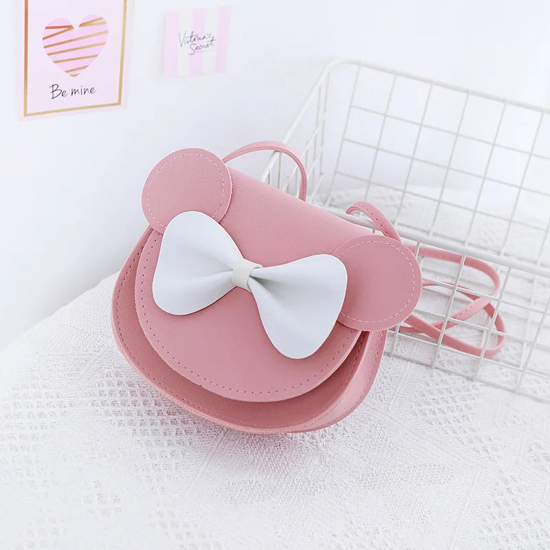 Amiqi YS17 New Children's Messenger Bag Mic Key Mouse Shape With Bow Cute Women's Shoulder Bag Purse