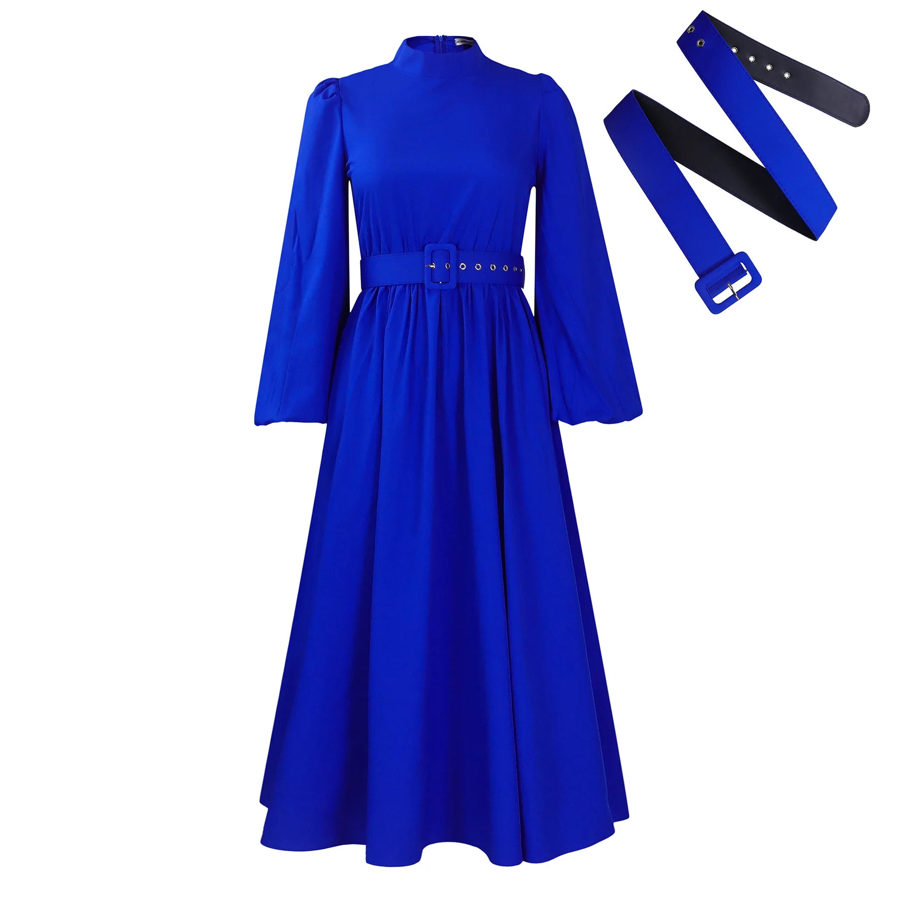 D491 African New Chic Women's New Half High Collar 3/4 Sleeves Large Hem Maxi Dress Solid Elegant Party Office Casual Dress