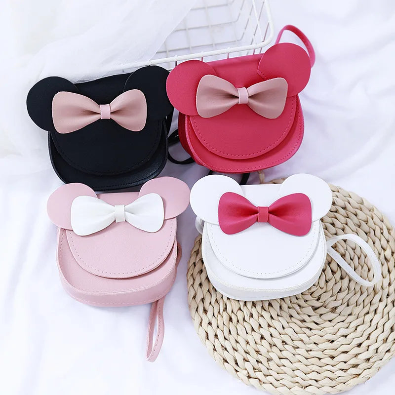 Amiqi YS17 New Children's Messenger Bag Mic Key Mouse Shape With Bow Cute Women's Shoulder Bag Purse