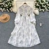 Spring Roman Tunic Casual Midi Dress For Women Empire Floral Hollow Out Lace Dress