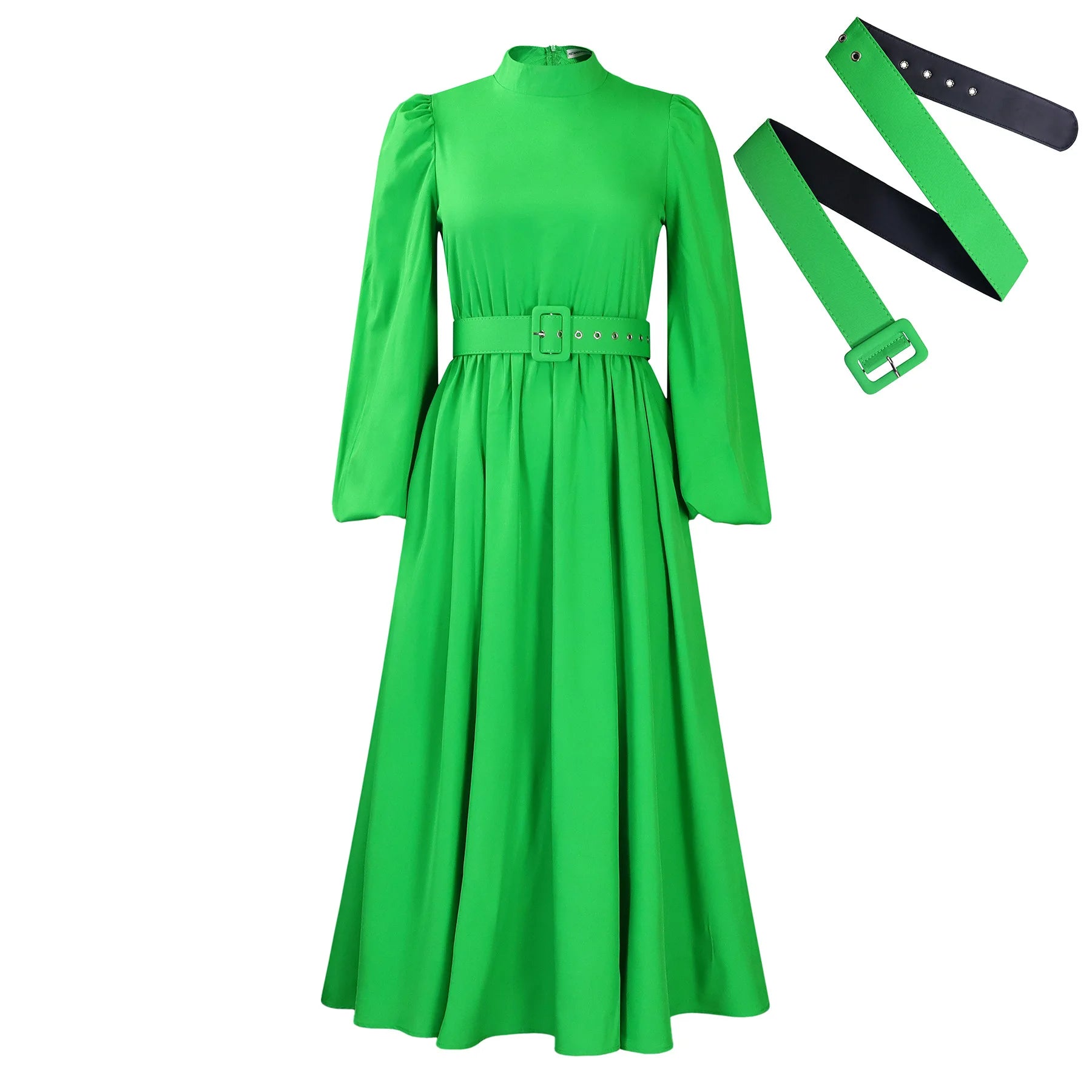D491 African New Chic Women's New Half High Collar 3/4 Sleeves Large Hem Maxi Dress Solid Elegant Party Office Casual Dress