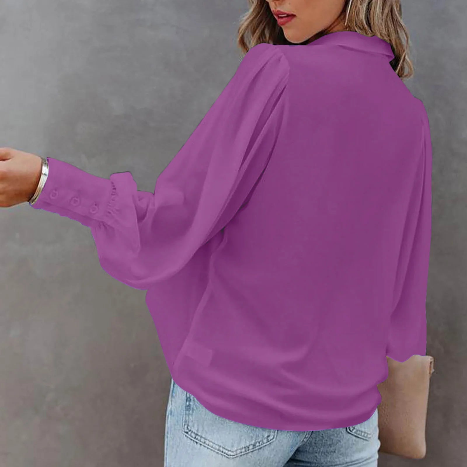 Casual Button-Down Loose Long Sleeve Blouse