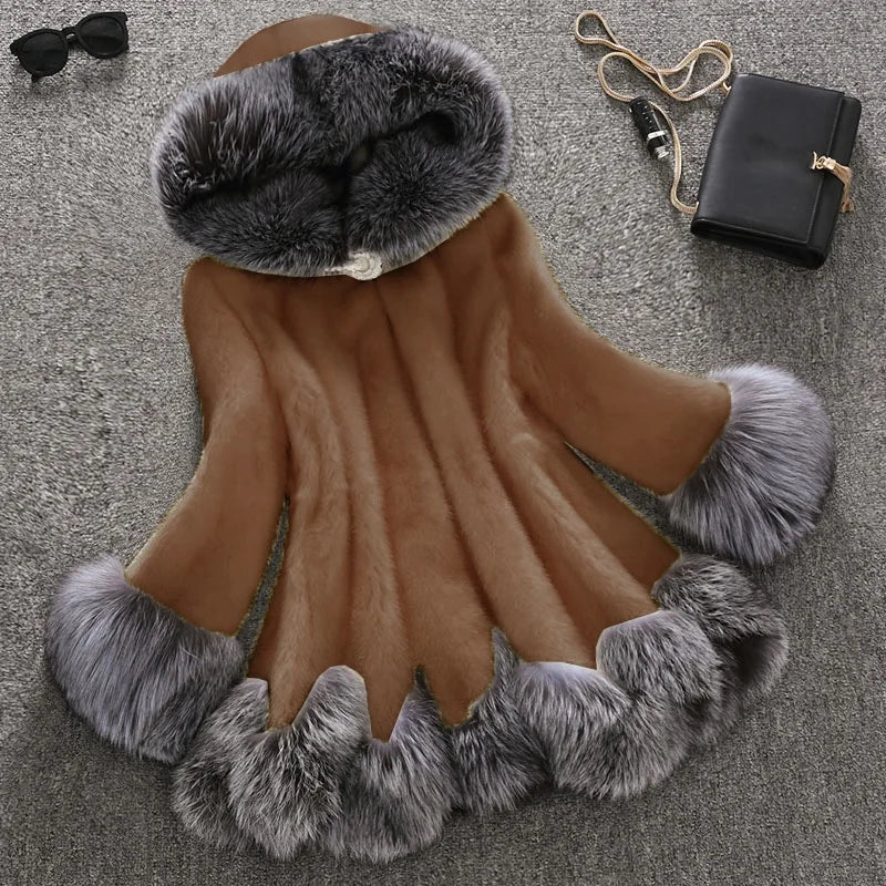 Factory Wholesale 2022 Fashion Casual Long Sleeve Faux Fur Warm Women Coats Winter Autumn Turndown Collar Plus Size Women Coat