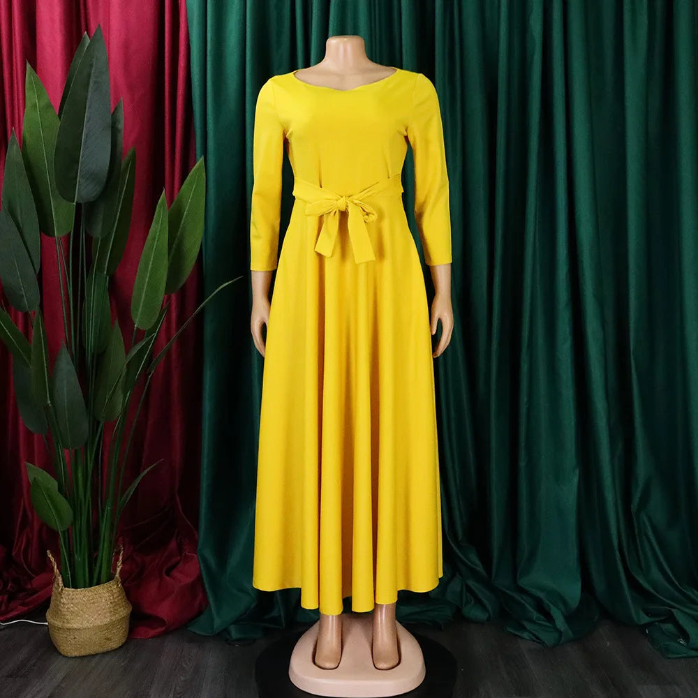 D3171 Latest Design Fashion Autumn African Casual Dresses Women Lady Elegant Winter Dress for Ladies Maxi Dress