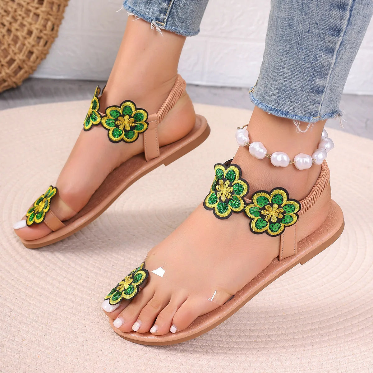 Colorful Flat Ethnic Beach Sandals