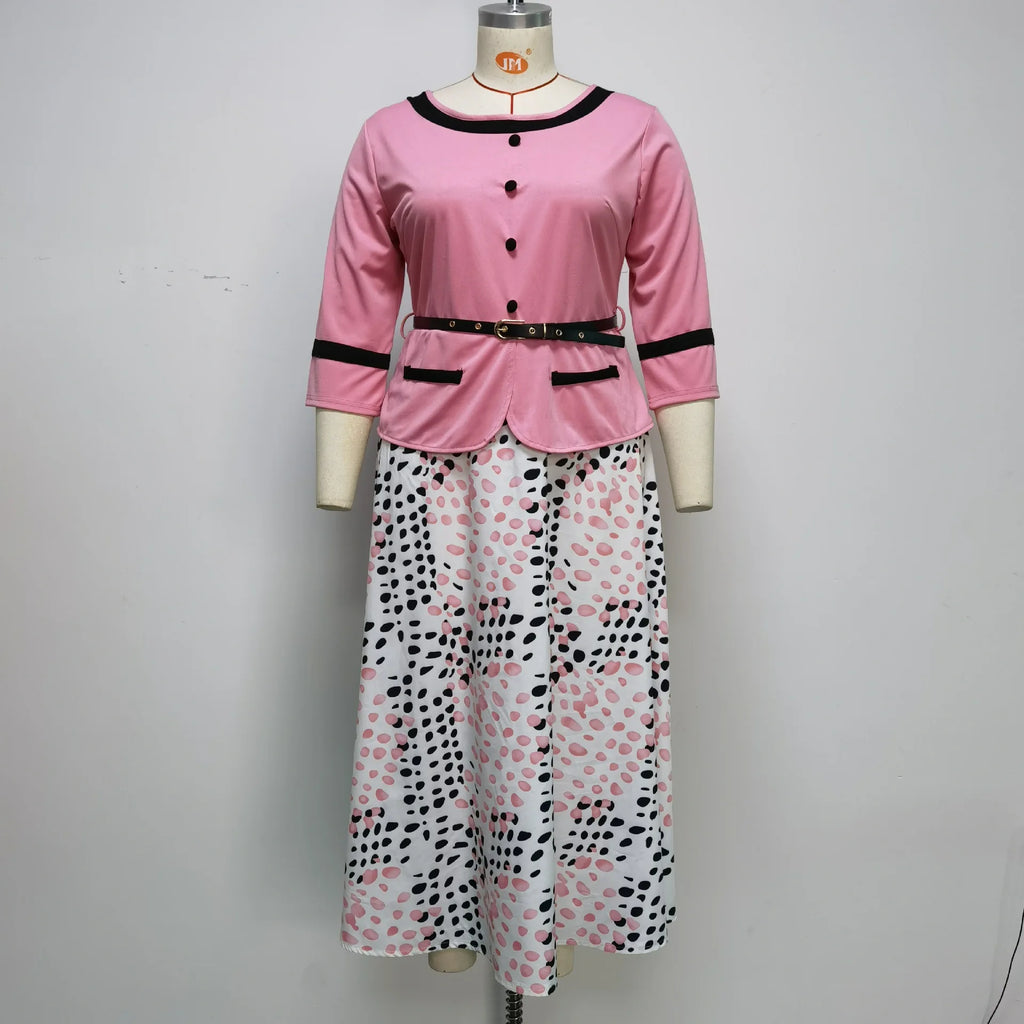 CFA6551 High Quality African Dresses for Women Clothing Printed O Neck 3/4 Sleeve Plus Size Dresses 4XL 5XL 6XL 7XL Maxi Dress