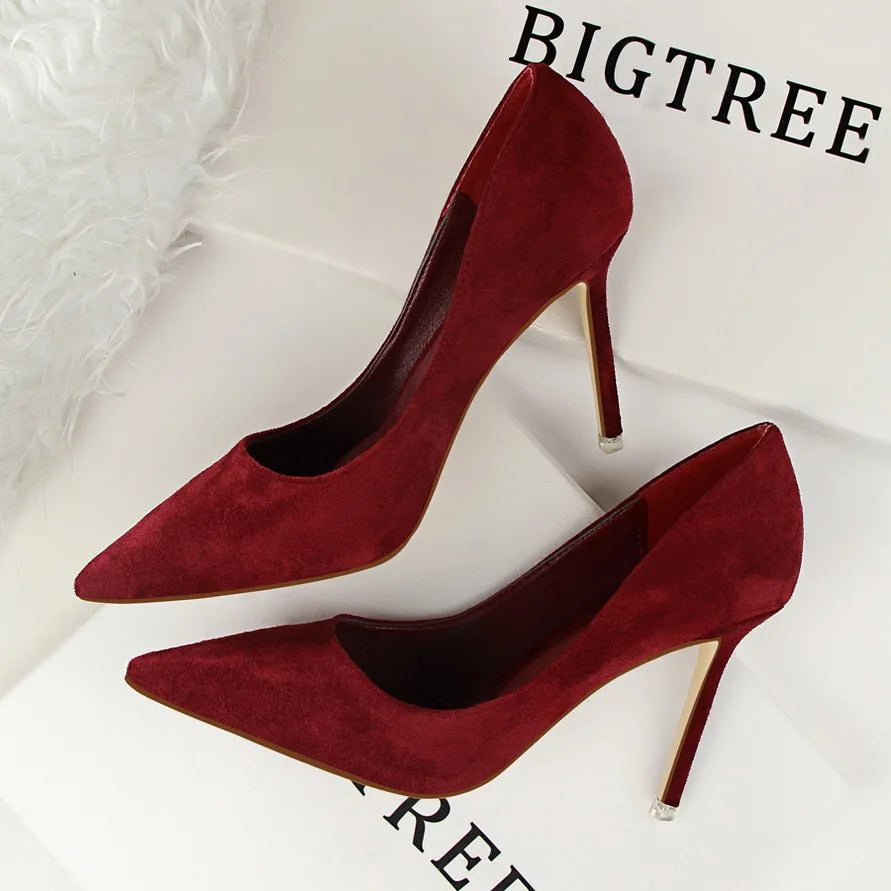 Big Size 42 43 Suede Leather Heels