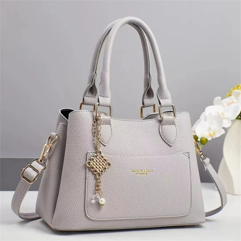 2025 New Designer Women's Preppy Style Tote Purse Ladies' Shoulder Bag Chain Decoration PU  Zipper Closure Portable Handbag