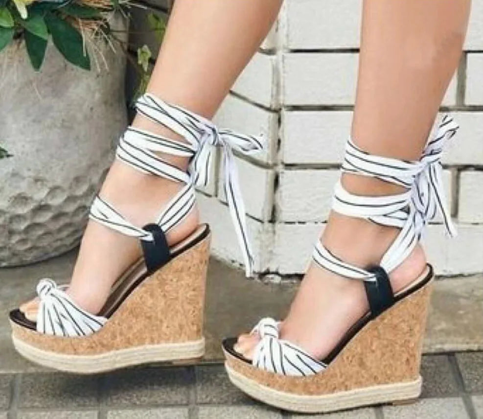 Hemp Rope Espadrille Slope Heel Sandals
