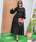JL446 Long Sleeve Pleated Zipper Long Maxi Dress Ladies Casual Dresses Women with Belt