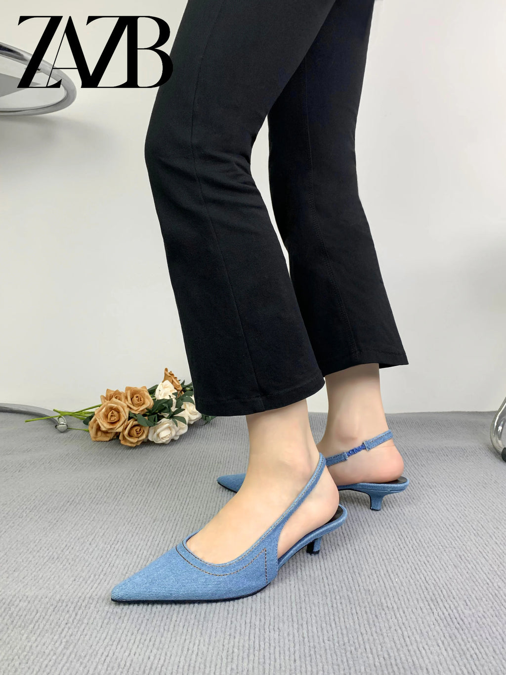 Mid Heel Denim Custom High Heels Shoes for Women Sandals and Ladies Shoes Femmes Chaussures Pour Wedding Bride