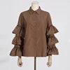 OUDINA New Arrivals Niche Design Sense White Shirts Solid Color Casual Long Sleeve Women Shirt