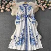 Long Sleeve V-neck Solid A-Line Dress Autumn Simple High Waist Maxi Dress Ladies Casual Dress Clothes Women Wholesale