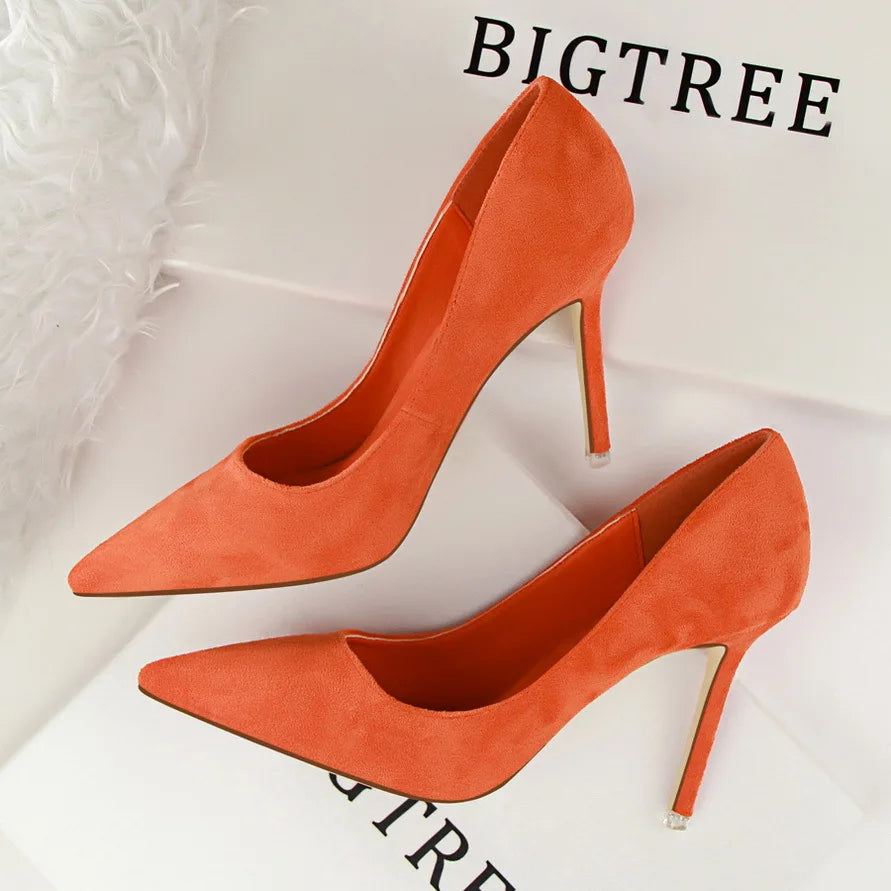 Big Size 42 43 Suede Leather Heels