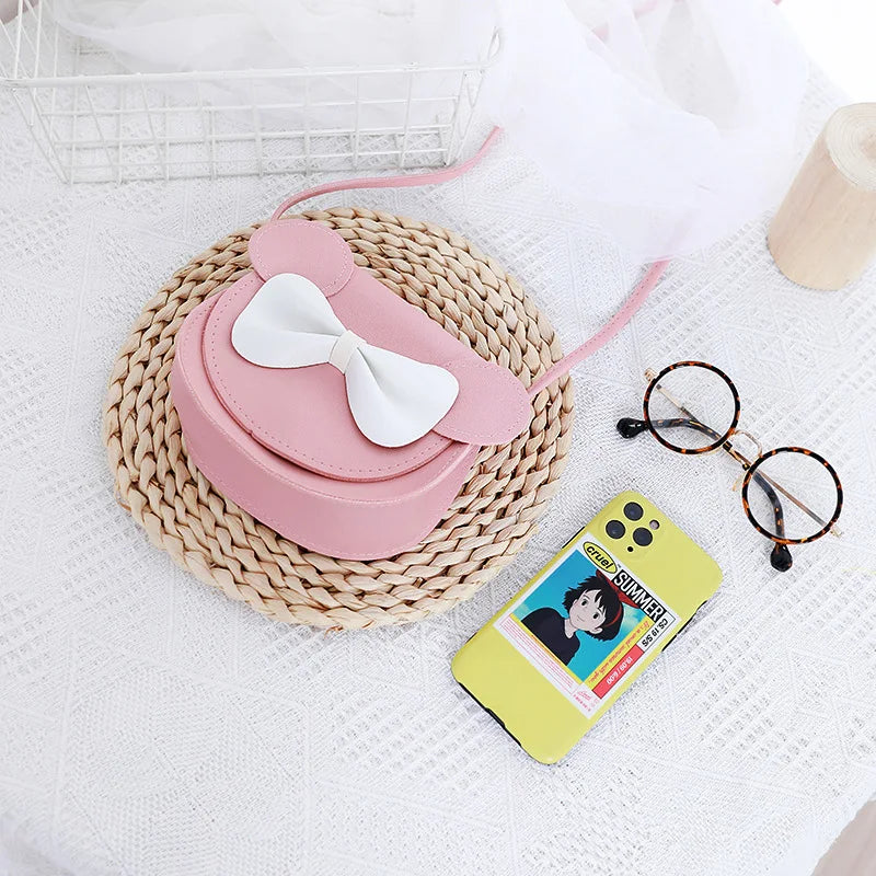 Amiqi YS17 New Children's Messenger Bag Mic Key Mouse Shape With Bow Cute Women's Shoulder Bag Purse