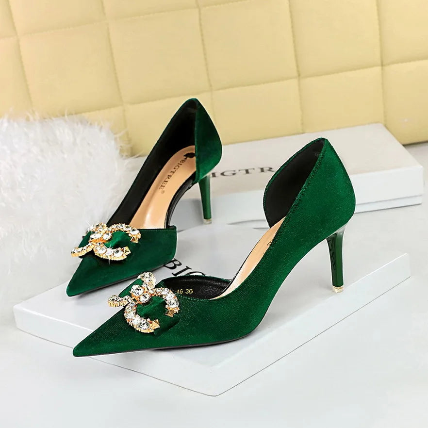Rhinestone Pearl Bow Heeled Sandals
