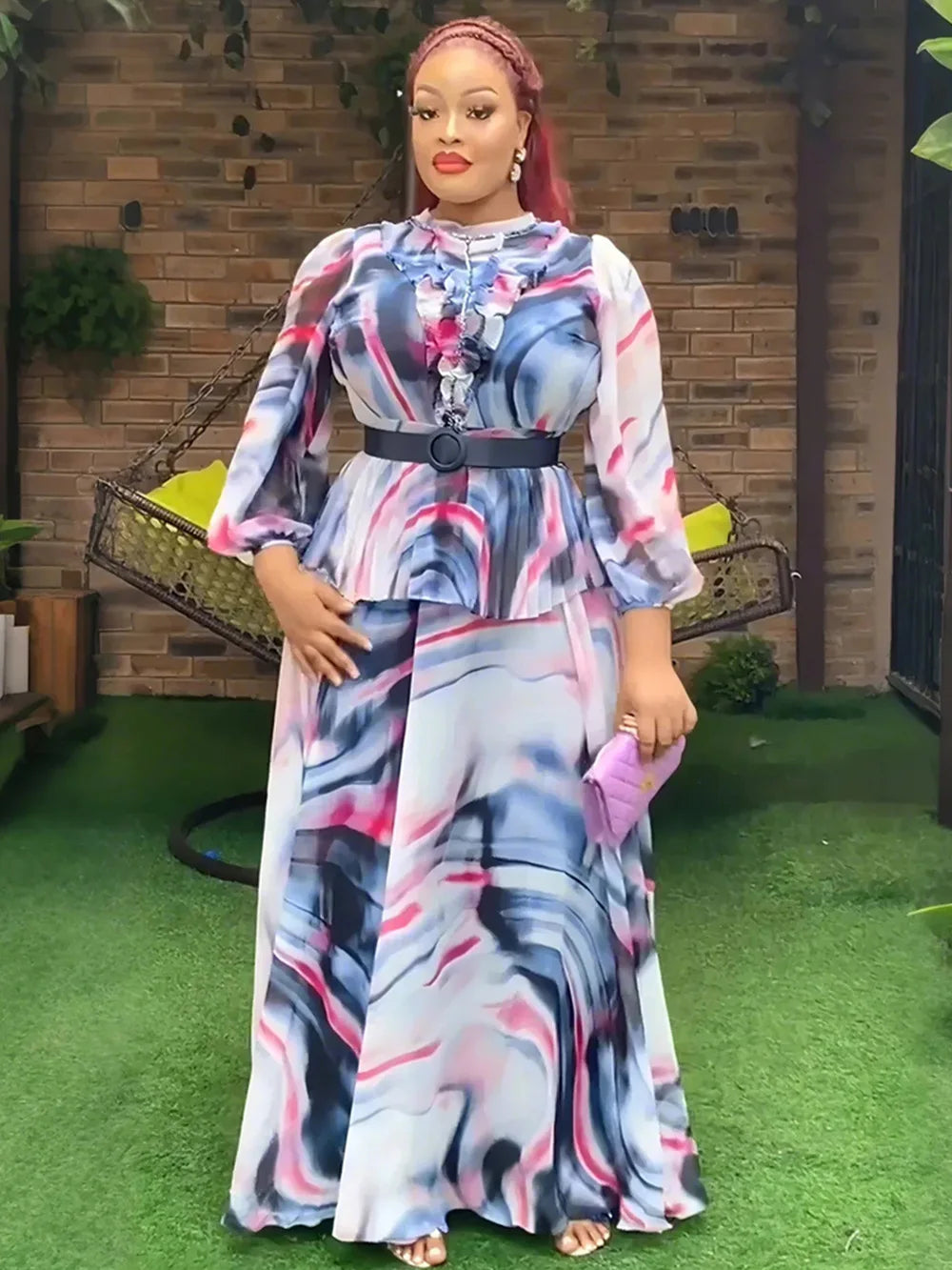 2025 African Dresses for Women Spring Long Sleeve Fashion Sequins Maxi Dress Africa Clothing Straight Evening Fit Dresses