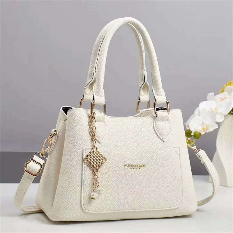 2025 New Designer Women's Preppy Style Tote Purse Ladies' Shoulder Bag Chain Decoration PU  Zipper Closure Portable Handbag