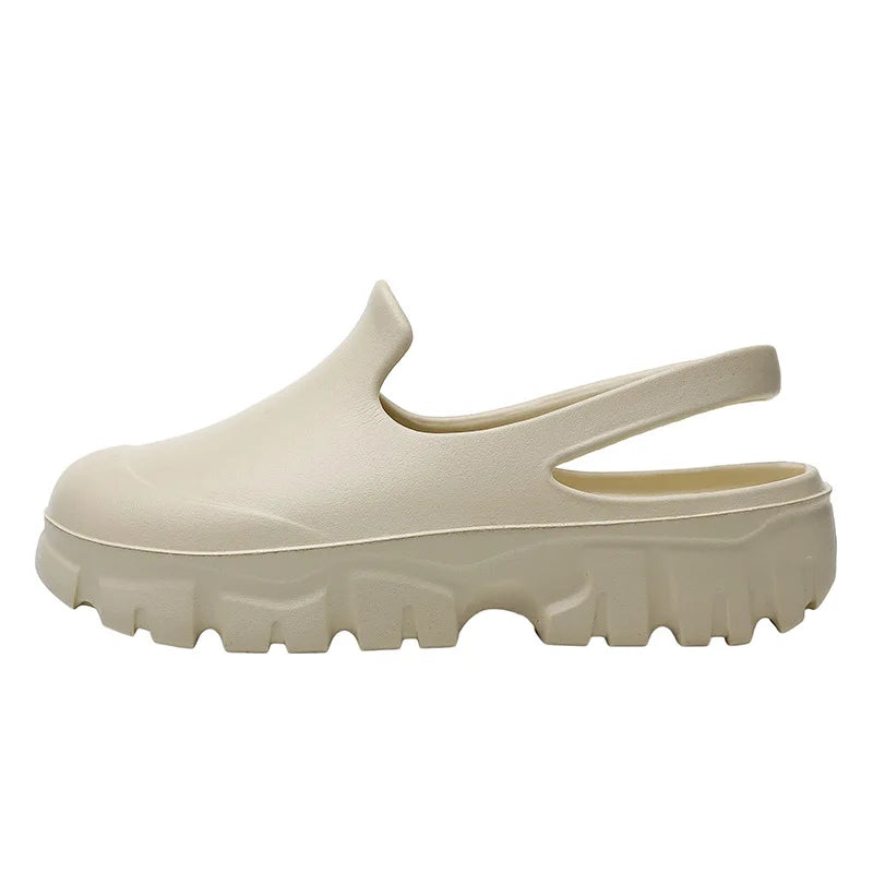 Thick Soled Toe slippers Women's Ins Lightweight Non slip Heightened Chef Shoes Flat Sports Hole Shoes Sandals Women