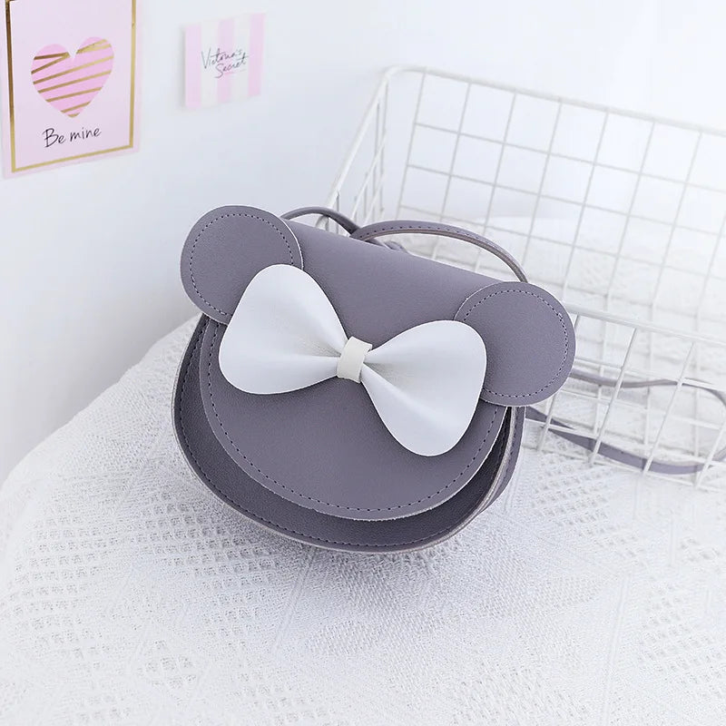 Amiqi YS17 New Children's Messenger Bag Mic Key Mouse Shape With Bow Cute Women's Shoulder Bag Purse