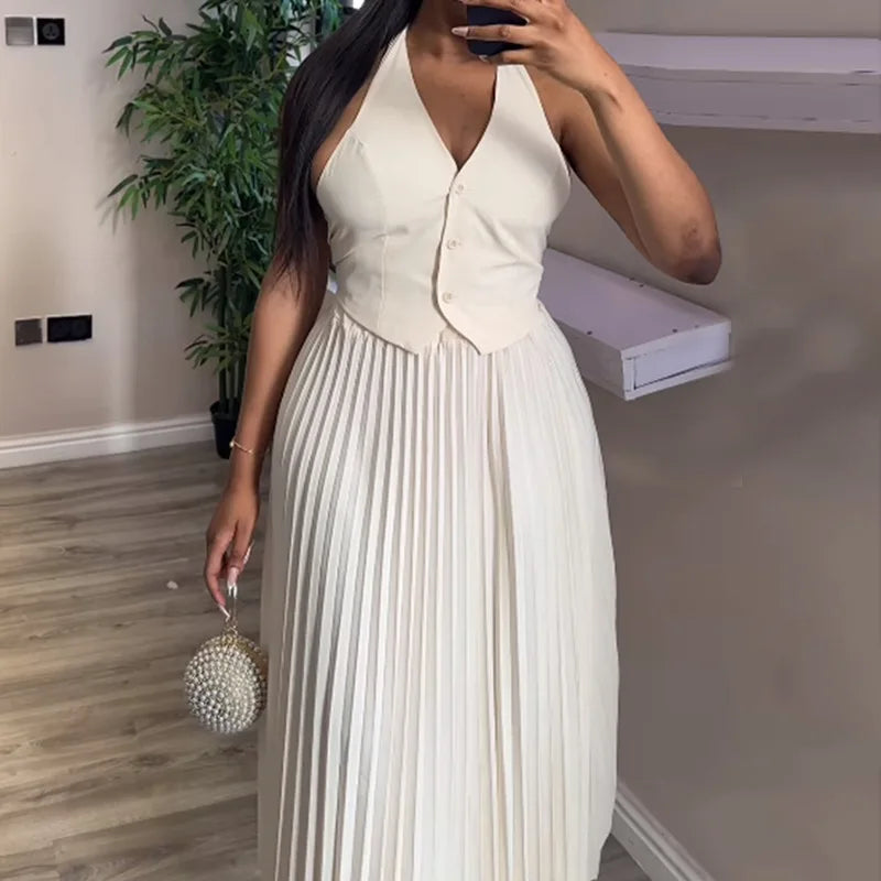 White Knit Top & Maxi Two-Piece Set