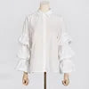 OUDINA New Arrivals Niche Design Sense White Shirts Solid Color Casual Long Sleeve Women Shirt